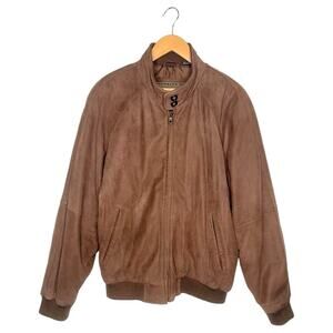 VTG Members Only Bomber Jacket Men's M Genuine Leather Suede Zip Up Lined Brown